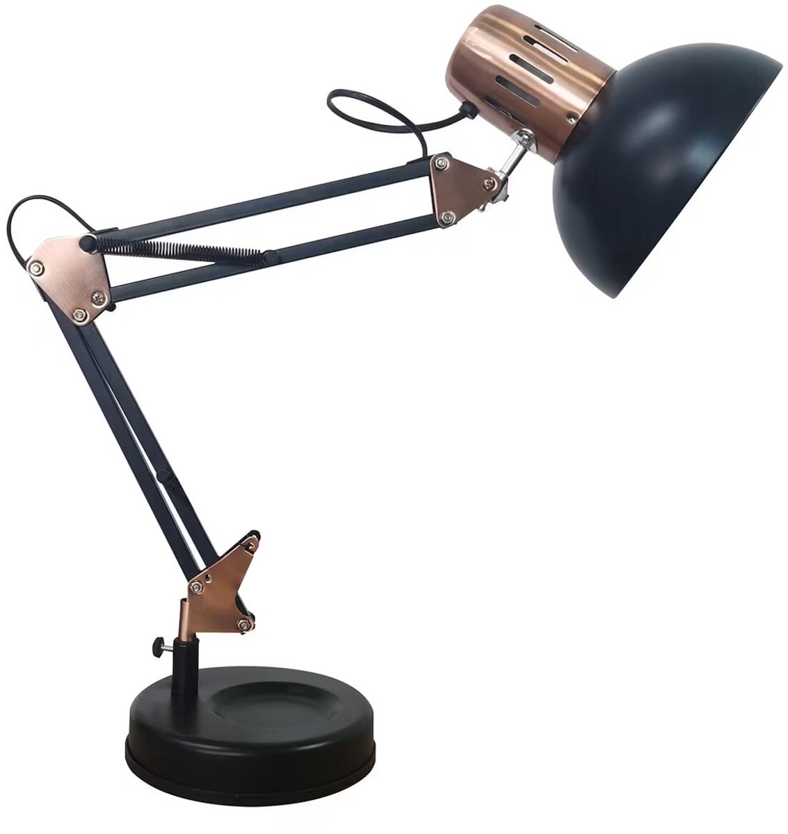Avide LED Bureaulamp - Industrieel en Vintage Uitstraling - Max. 60W LED - E27 Fitting - 100-240V - Zwart/Koper