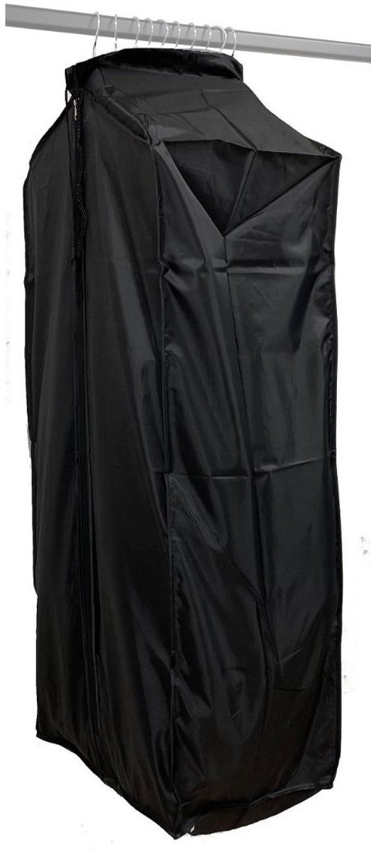 Zwarte kledinghoes 130cm – Grote kleding beschermhoes voor meerdere kledingstukken – Nylon kledingzak met rits, trekkoord & gesloten onderzijde – Stofvrije opberghoes – 130x57x40cm – Pakhoes, jas hoes, reis kledinghoes