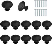 Klassieke Zwarte Kastknoppen Set van 12 voor Diverse Meubeltoepassingen met Schroeven