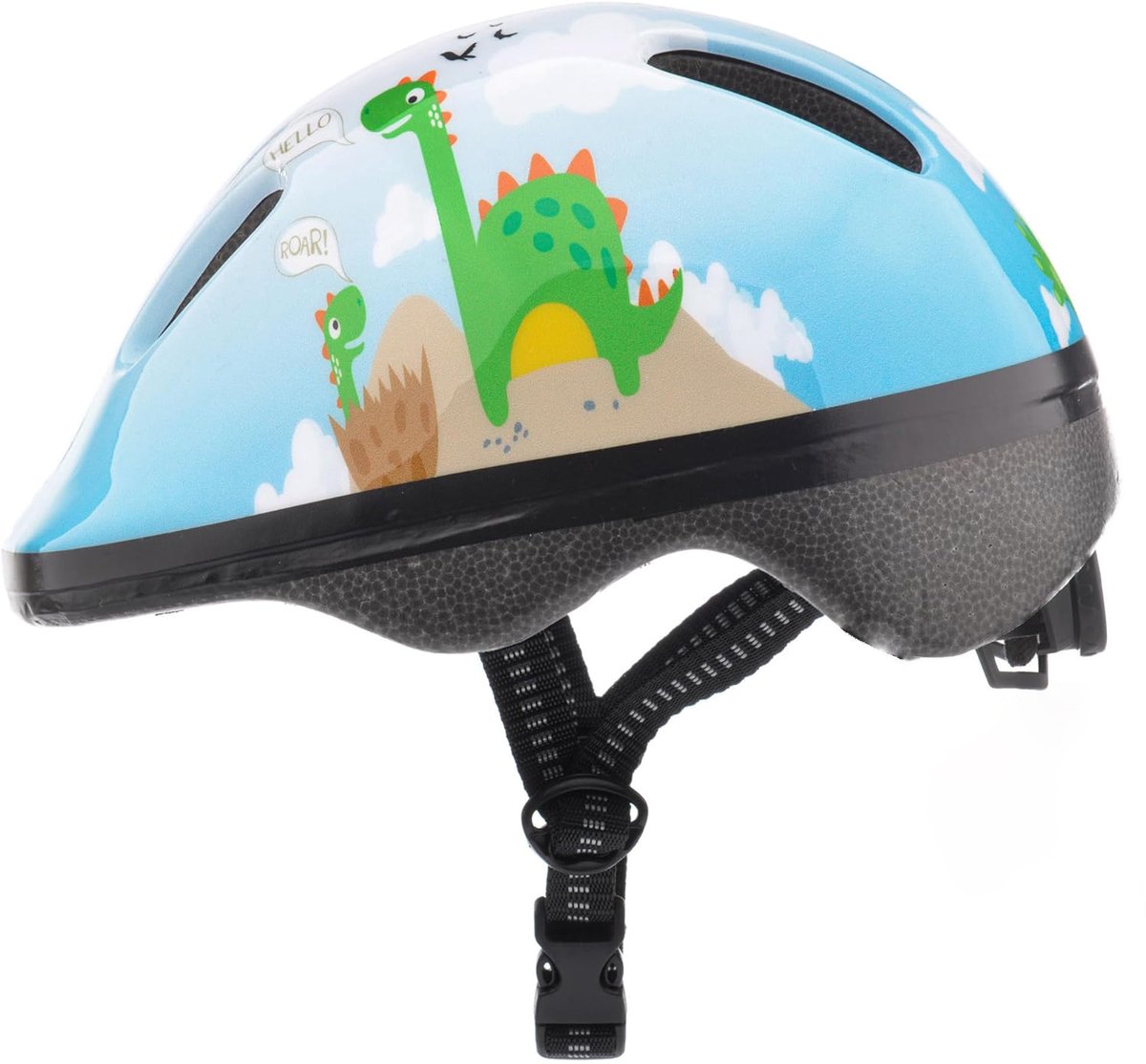 Kinderfietshelm - Verstelbare Helm voor Fietsen, Skeelers, Skateboard en Rollerschaatsen - Hoofdbeschermer voor Kinderen - Dino Roar Design - Maat XS (44-48 cm)