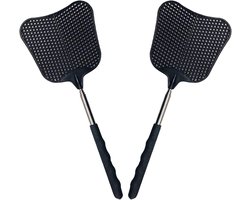 Vliegenmepper - Vliegenmepper Plastic - 2 stuks Telescopische Vliegenmeppers - Duurzame Plastic Vliegenmepper Heavy Duty Set - Vliegenmepper met RVS Handvat voor Binnen, Buiten, Klaslokaal