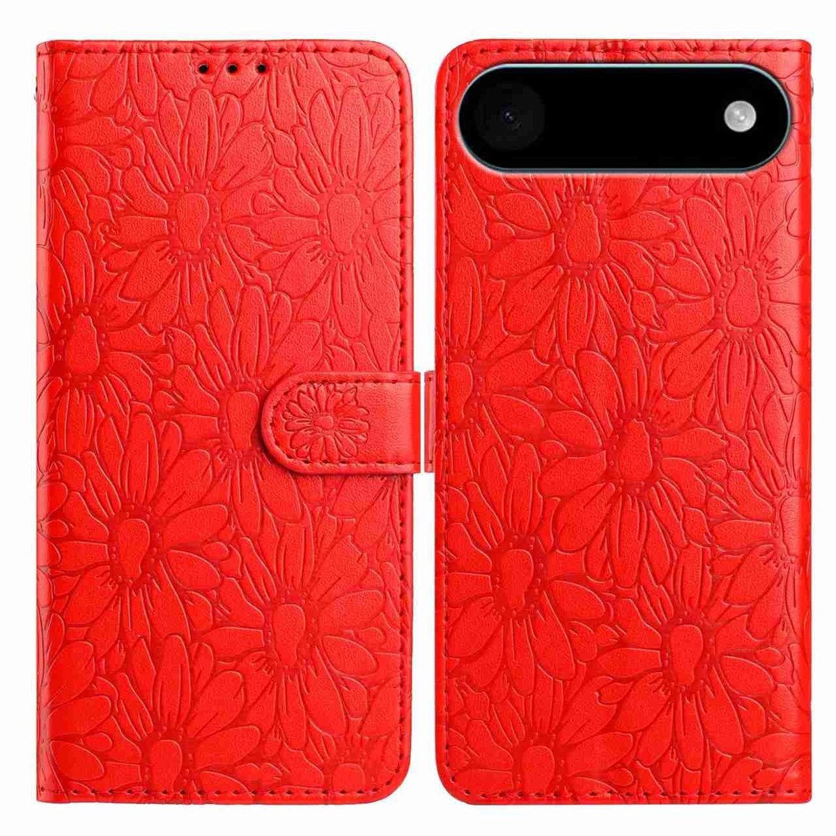 Mobigear Telefoonhoesje geschikt voor Apple iPhone Air Hoesje | Mobigear Flowers Bookcase Portemonnee | Pasjeshouder voor 3 Pasjes | Telefoonhoesje voor Pinpas / OV Kaart / Rijbewijs - Rood