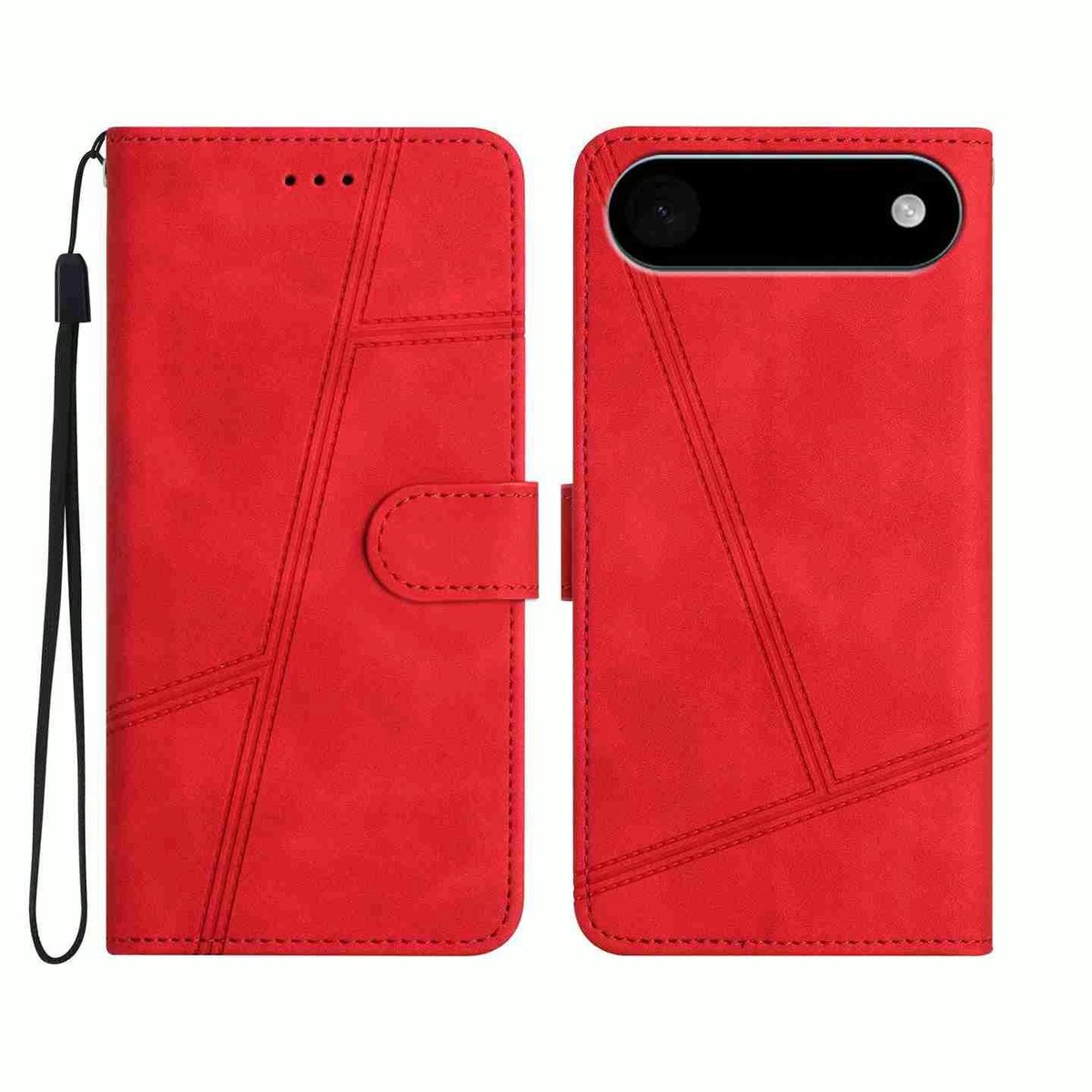 Mobigear Telefoonhoesje geschikt voor Apple iPhone Air Hoesje | Mobigear Stitch Bookcase Portemonnee | Pasjeshouder voor 2 Pasjes | Telefoonhoesje voor Pinpas / OV Kaart / Rijbewijs - Rood