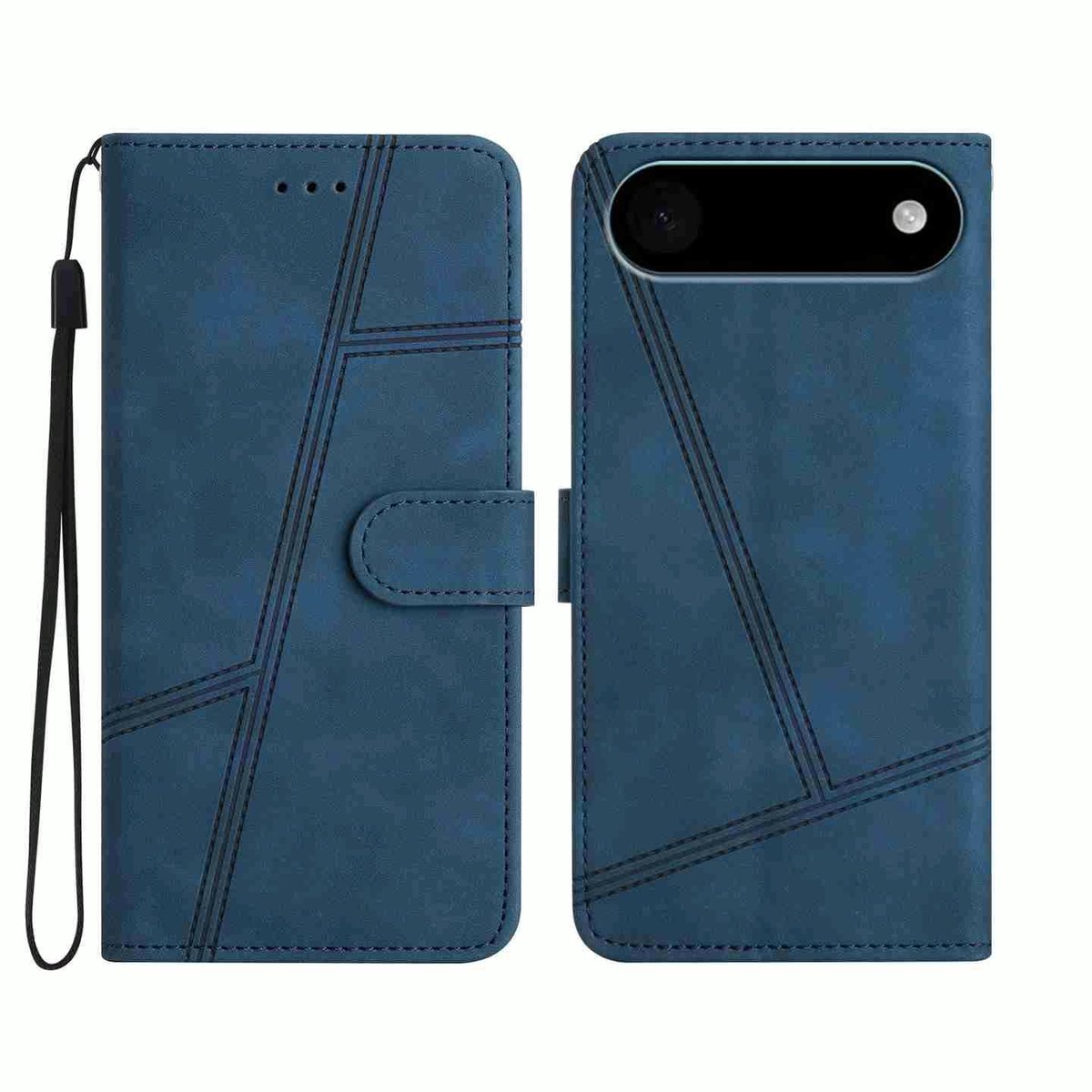 Mobigear Telefoonhoesje geschikt voor Apple iPhone Air Hoesje | Mobigear Stitch Bookcase Portemonnee | Pasjeshouder voor 2 Pasjes | Telefoonhoesje voor Pinpas / OV Kaart / Rijbewijs - Blauw