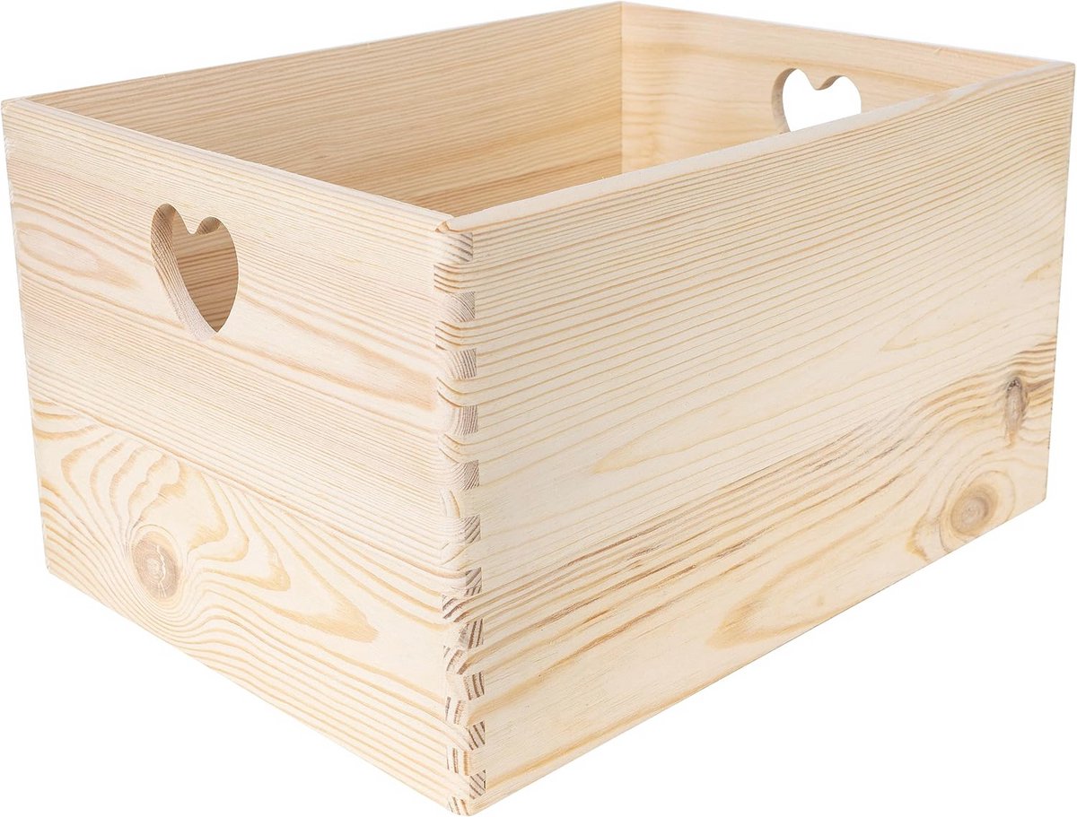 XXL Houten Krat-Doos 40 x 30 x 24 cm met Handgrepen - Ideaal voor Documenten, Speelgoed en Gereedschap