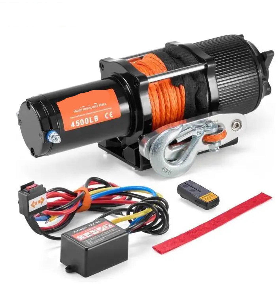 Elektrische lier - Takel - Lier - Tackle - 4500LBS- Staalkabellier - met 39 ft synthetisch touw - Bedrade/draadloze bediening - Waterdicht - voor Jeeps