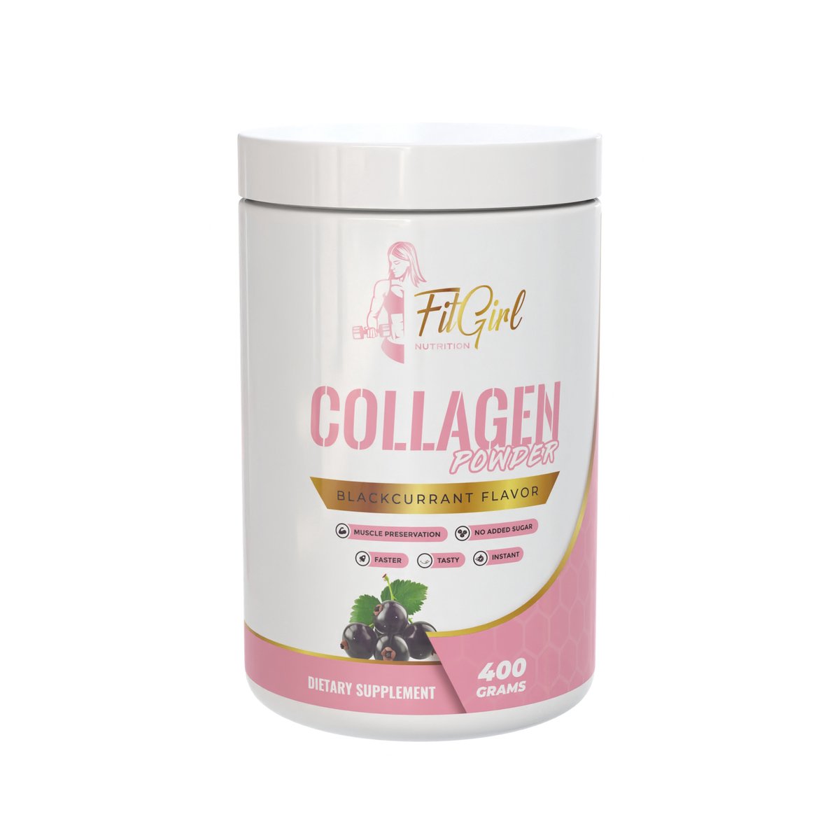 Goedkoopste FitGirl Nutrition | Gehydroliseerd Rund collageen | Blackcurrant | 400gr 20 servings | 12,5g collageen per serving | Nutriworld