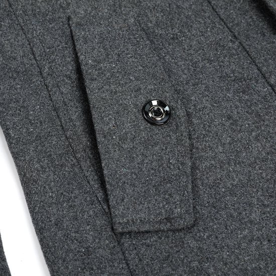 Allthemen Manteau en Laine pour Hommes avec Col Montant - Veste Chaude d'hiver Coupe Slim - S