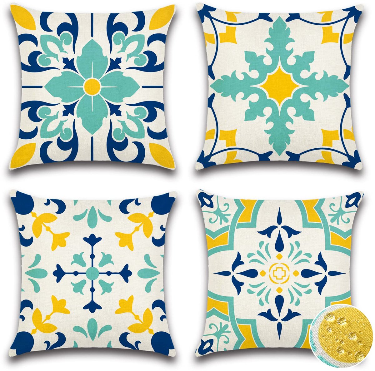 Ibenzoa Kussenhoezen Set van 4 - 45 x 45 cm - Ademend & Waterafstotend Yard Geometrie