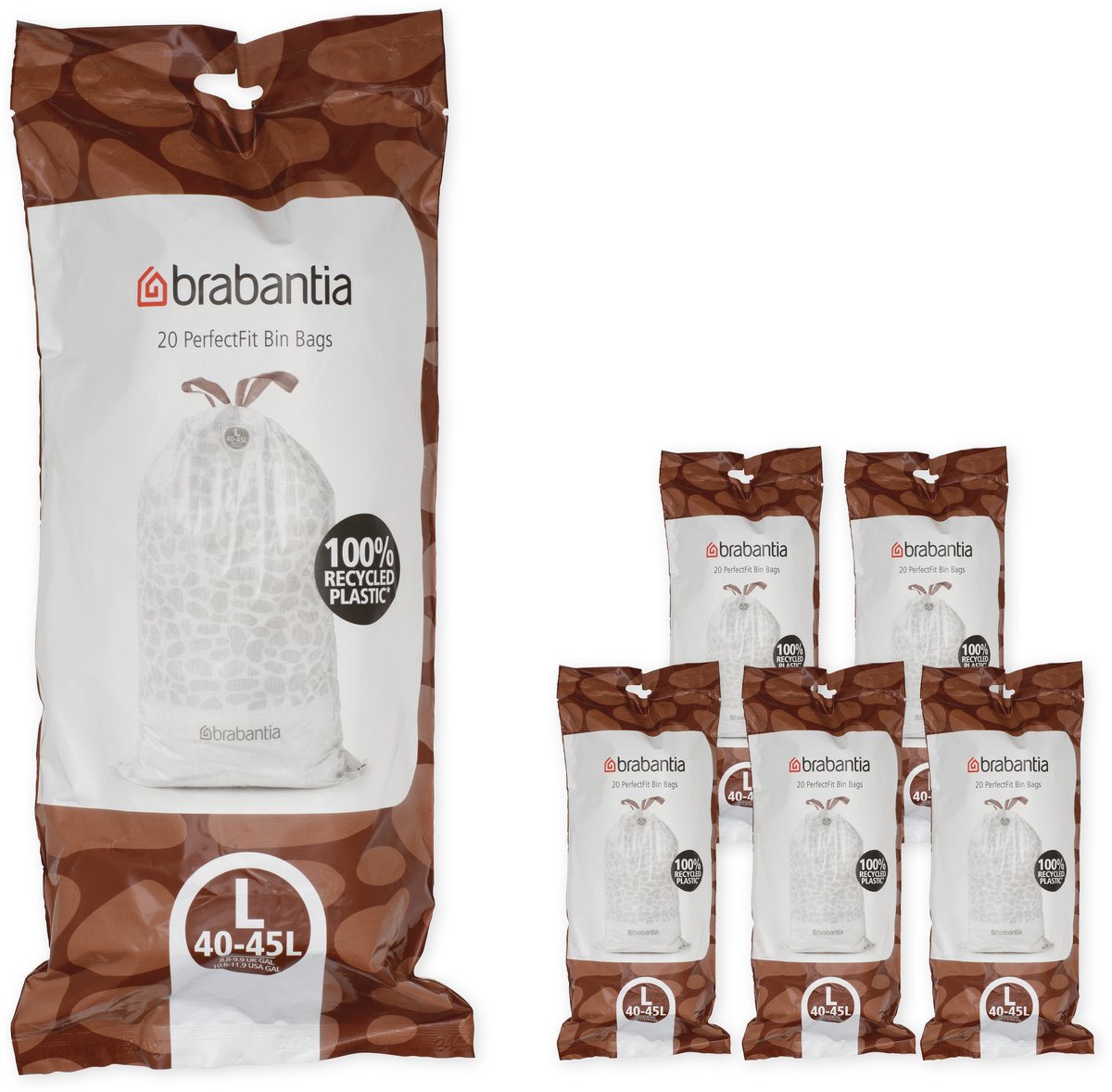 Goedkoopste Brabantia PerfectFit Vuilniszakken - 40/45 l - Code L - 6 rollen x 20 stuks