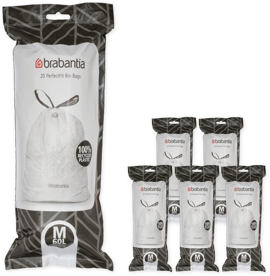 Brabantia PerfectFit vuilniszakken – 60l – code M – 120 stuks