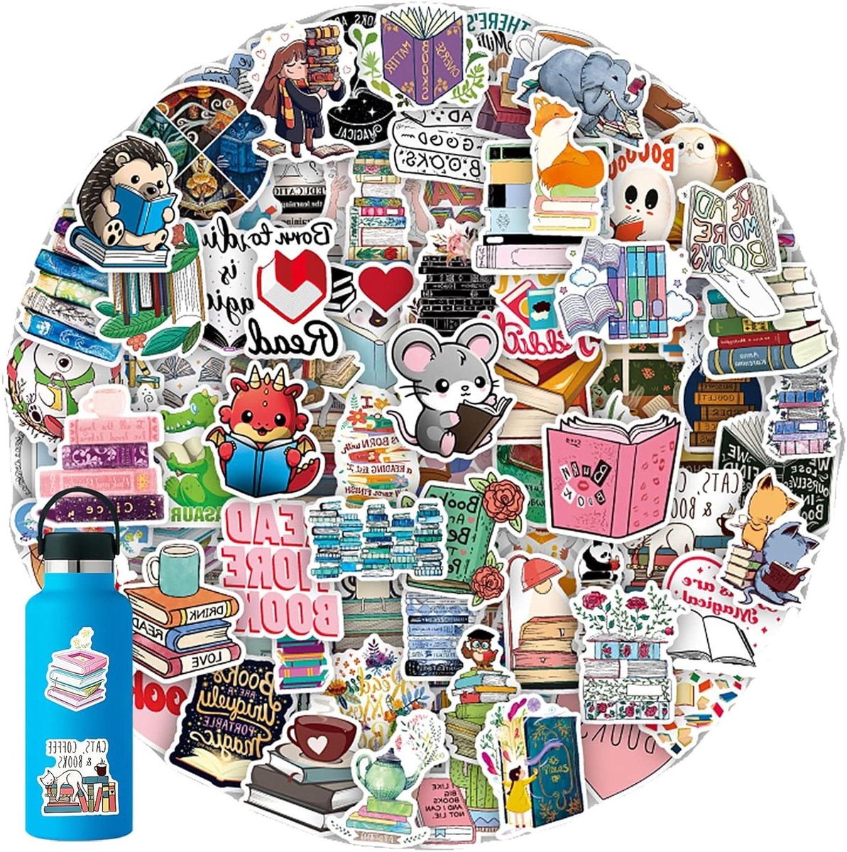 Boekstickers 100 stuks - Leesstickers bibliotheeksticker voor boekliefhebbers - Waterbestendige vinylstickers voor laptops en meer