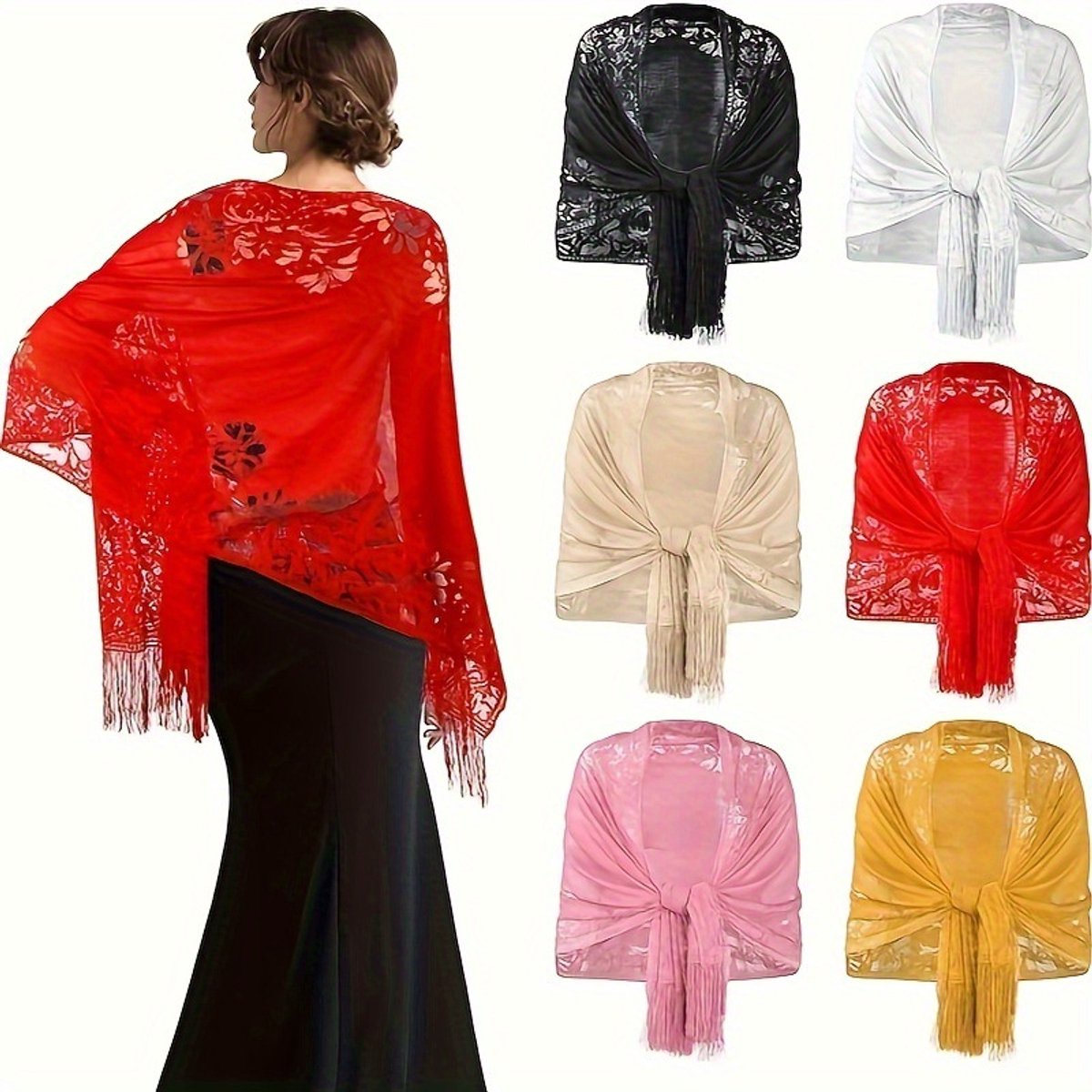 HAGOT Stola voor avondjurk, elegante bruiloftssjaal voor dames, feestelijk, stola voor avondfeest, dagelijks gebruik, bruiloft, bruidsmeisjes, elegante stola, wit