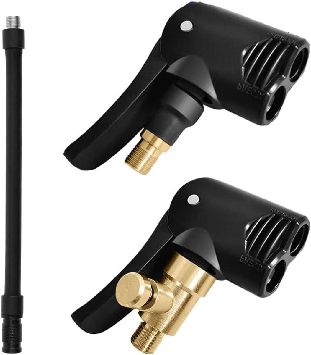 2 Pack - Rubberen Slang met Messing Mondstuk voor Bandenpomp | Auto Fiets Motorbanden Oppompen | Universele Aansluiting