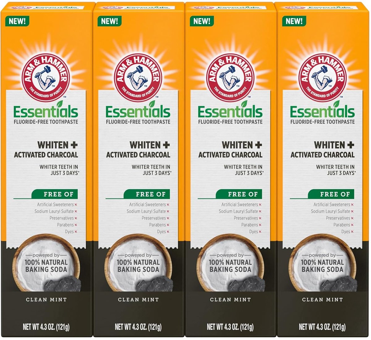 Arm & Hammer Essentials Charcoal Tandpasta – Fluoridevrij – Whitening + Geactiveerde Houtskool – 484 g