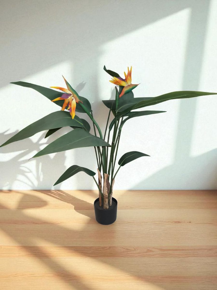 strelitzia met bloemen - kunstplant H 120 cm