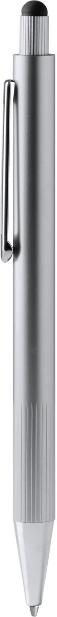 10 Balpennen Aluminium met gestreepte greep in metallic afwerking en aanraakwijzer. Geschikt voor lasertechniek Kleur Zilver model Garet