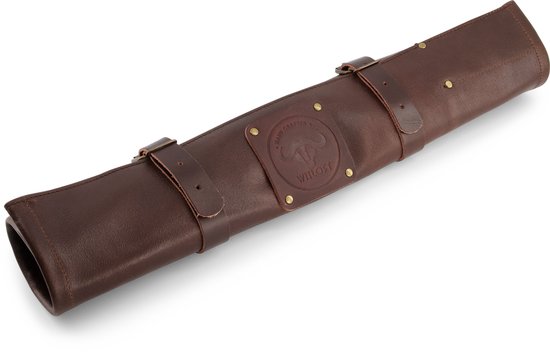Sac à couteaux Witloft – Cuir de buffle – Chocolat – Pour 5 couteaux – Handgemaakt – Sac à rouler pour cuisiniers et chefs