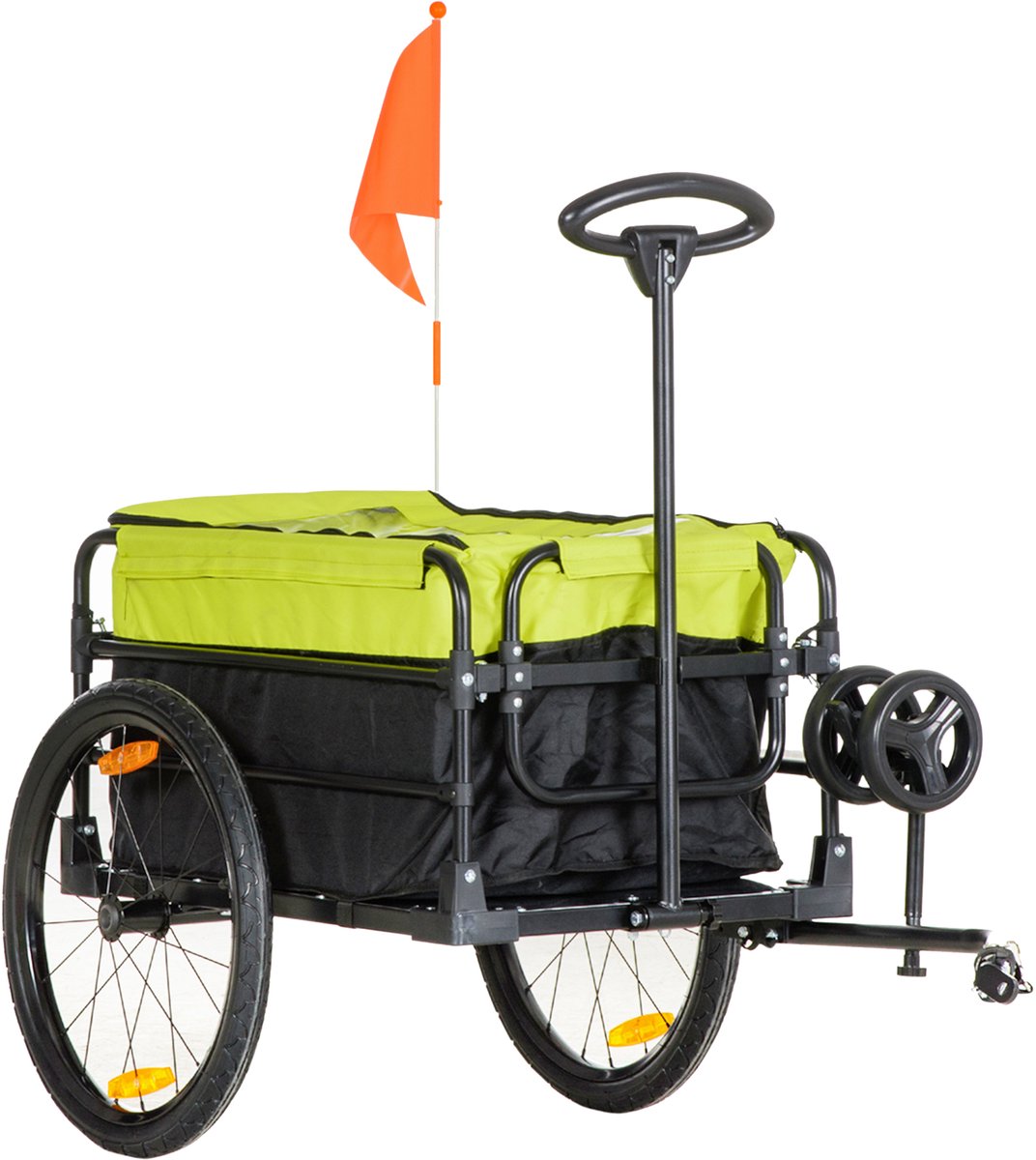 HOMCOM-Fahrradanhänger-600D Oxford-Stoff, Stahl-130L x 64B x 103H cm-Schwarz+Gelb