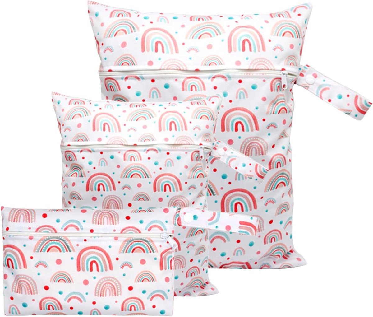 Allecto Plus - Wetbags 3 Stuks voor Kleuterschool natte zakken - Herbruikbare Wet Bag voor zwemuitrusting en sportkleding - 3 Maten - Ideaal voor buiten