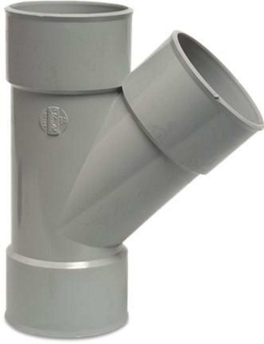 T-stuk 45° PVC-U 32 mm – Lijmmof x Lijmmof x Lijmmof Grijs KOMO