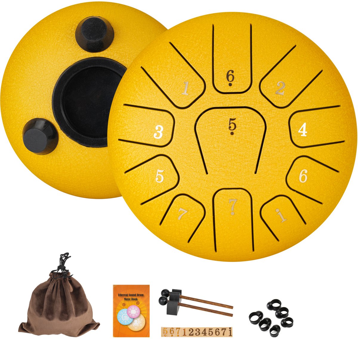 Steel Tongue Drum Serie - Melodische Percussie Instrument - Geel - 6 Inch - 11 Tongen