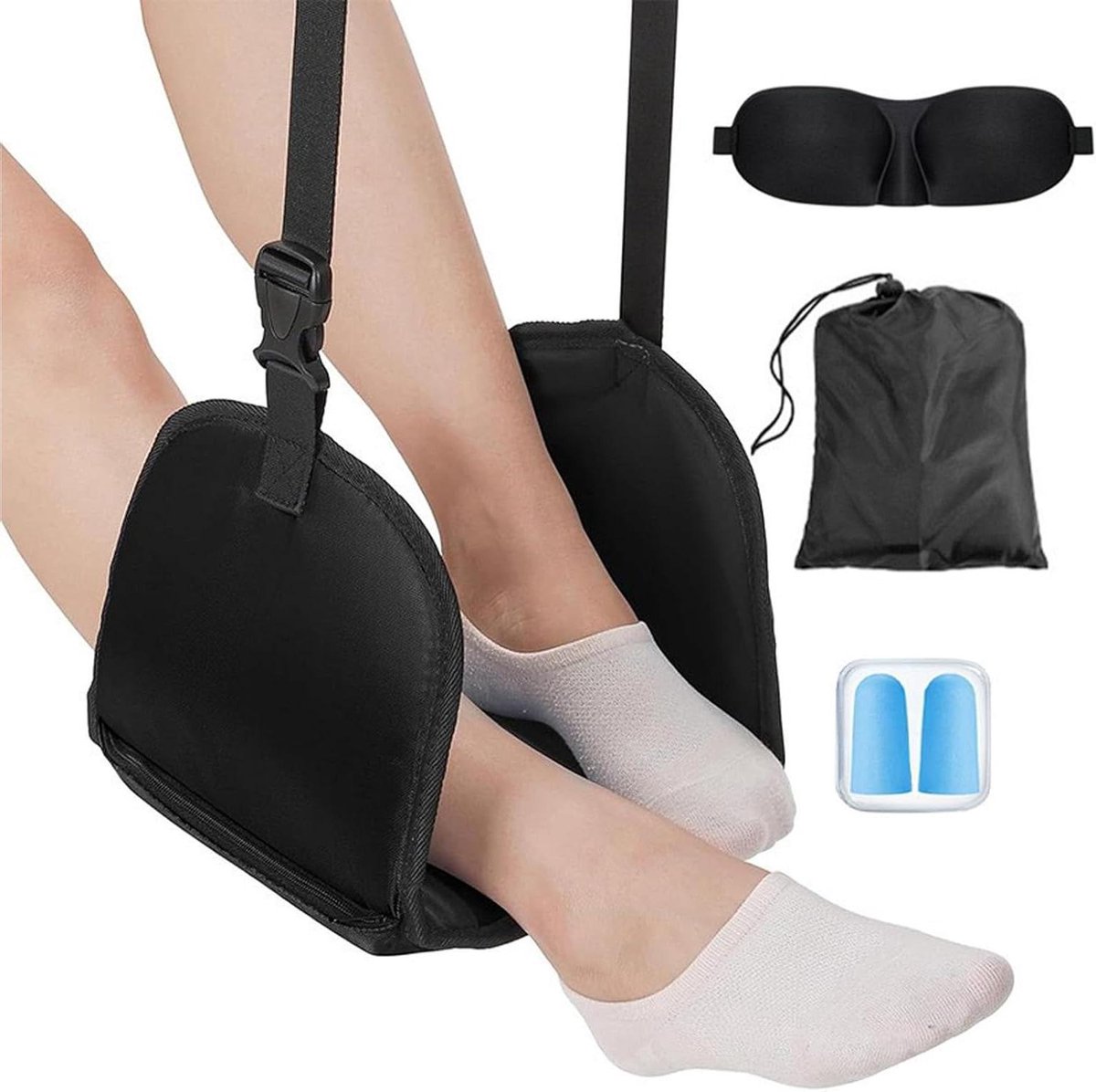 Allecto Plus - Voet Hangmat voor Vliegtuigreizen - Verstelbare Beensteun - Comfortabele Accessoires voor Lange Vluchten