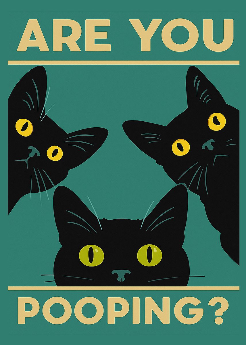 “Are You Pooping?” Grappige Kattenposter 23x33cm – Met Zwarte Lijst – Humoristische Wanddecoratie voor Toilet of Badkamer