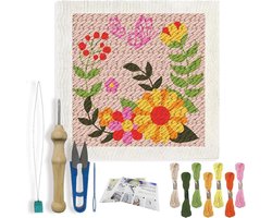 Allecto Plus - Punch Naald Kit voor Beginners - Slinger Patroon Borduurwerk - Starter Craft Rug Hooking Set - Eenvoudige Borduurset voor Volwassenen - Decoratie - 24 x [maak neutraal of voeg relevante zoektermen toe]