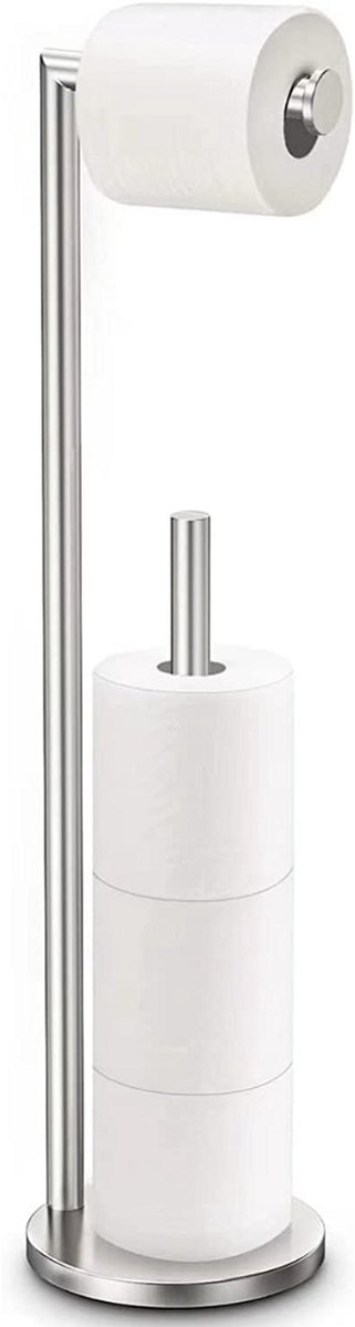 MKSS® Toiletbutler - Toiletrolhouder Staand - Zilver