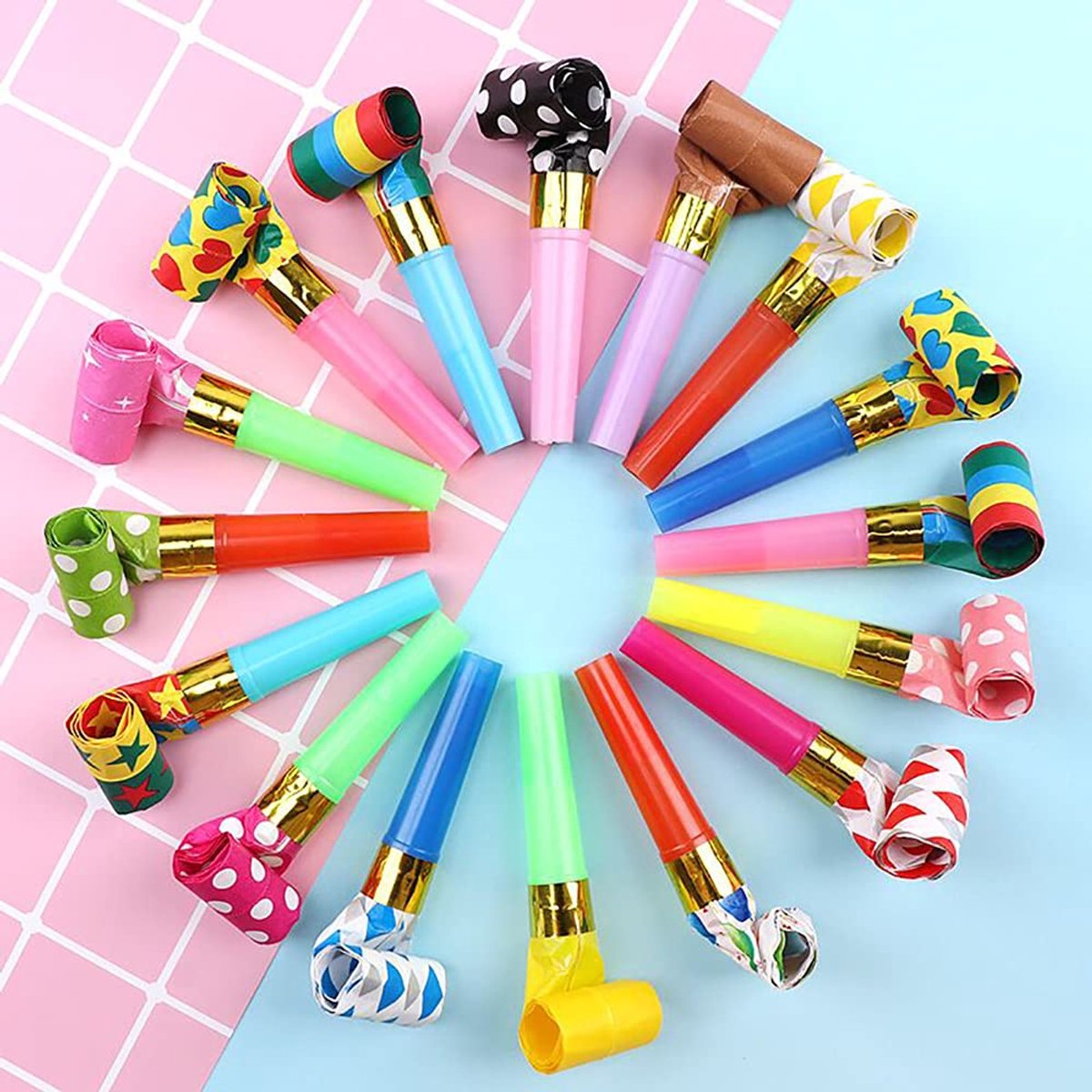 Feestblazers - Geluidsmakers voor Kinderfeesten - 100 Stuks - Plastic