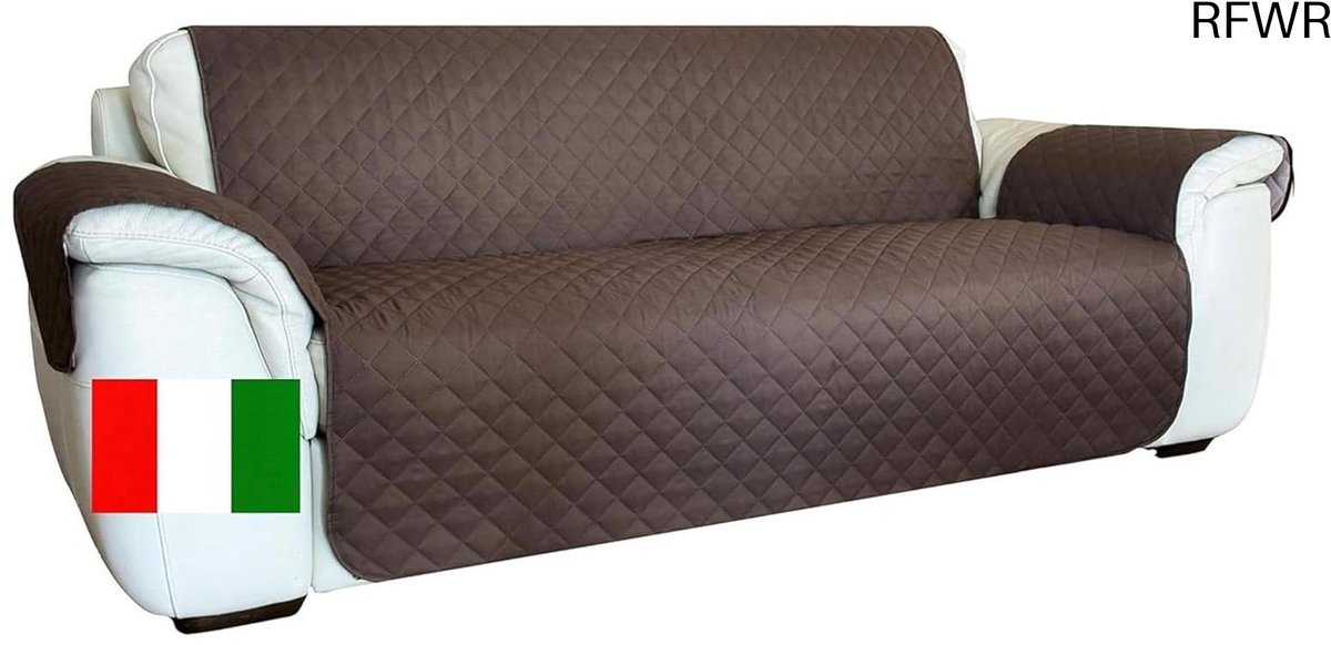 RFWR Stijlvolle en Waterdichte 2-zits Bankhoes met Armleuningen - Antislip en Vlekbestendig - Modern Bruin