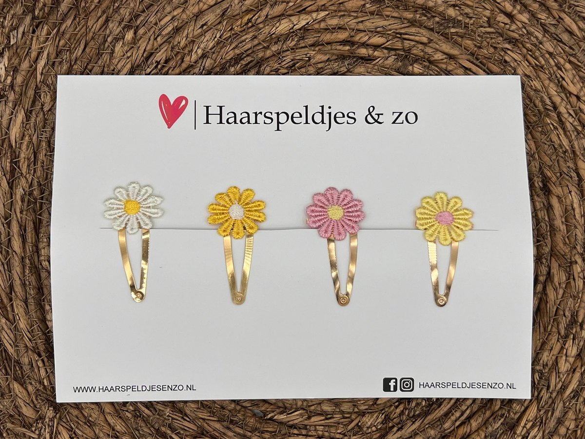 Haarspeldje flower setje 1 - bloemen - voorjaar - zomer - 5 cm speldjes