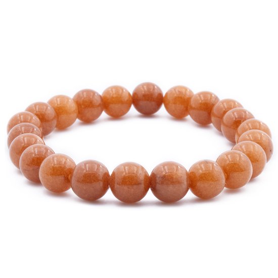 Bixorp Gems Oranje Aventurijn Edelstenen Armband - Gepolijste Edelsteen Kralenarmband