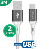 Synyq USB C kabel - 2x 3 meter - USB-IF gecertificeerd - USB C Data- en Laadkabel - Snellader Kabel - Usb C kabel - Oplaadkabel Usb C