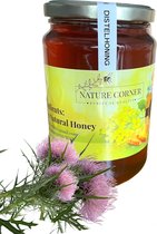 Distel Honing. Pure rauwe natuurlijke honing geproduceerd door bijen die zich voeden met doornige bergplanten (distels). Heerlijke smaak en onderscheidend aroma. Niet verwarmd. Geen toegevoegde suiker. Talrijke vitaminen en mineralen. 500g