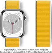 3 Kleurig - Geel - Blauw - Wit - Nylon Horloge Bandje Geschikt voor Apple Watch 1, 2, 3, 4, 5, 6, 7, 8, SE & Nike+, 38mm, 40mm & 41mm "Vrouwenbreedte" Series - Zacht Geweven Nylon - 38 mm, 40 mm en 41 mm