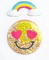 smiley sticker gevuld met glitters