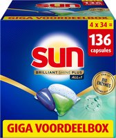 Bol.com Sun - Vaatwascapsules - Brilliant Shine Plus - All-in 1 - met Bio-enzymentechnologie - 136 Vaatwastabletten - Voordeelve... aanbieding