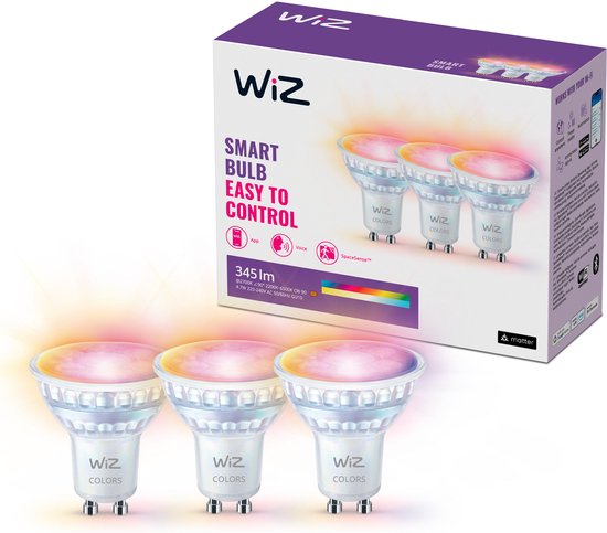 WiZ Connected WiZ Spot - Gekleurd en Wit Licht - GU10 - 3-pack