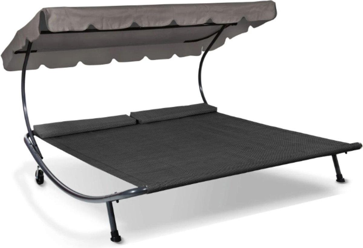 Leco Ligbed Dubbel - Tweepersoons ligbed - Aluminium - Textileen - Polyester - 200x200cm - Grijs