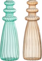 J-Line vase Lagen - verre - aqua/beige - 2 pièces