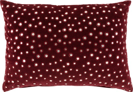 J-Line coussin miroir rectangle - coton - rouge et argent