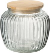J-Line pot Louis - glas/bamboe - transparant/naturel - small