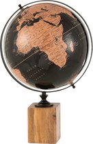 J-Line Globe Sur Pied Bois Noir/Marron Large