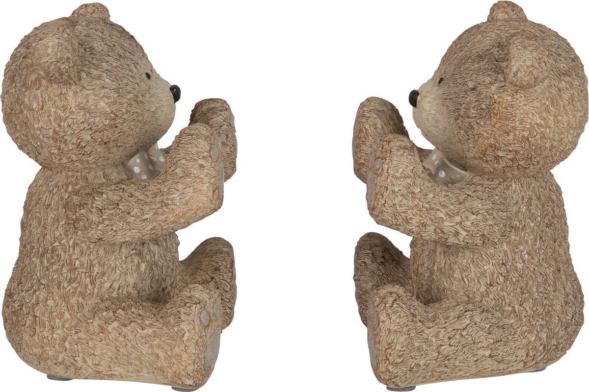 J-Line boekensteun Teddy - polyresin - lichtbruin - 2 stuks
