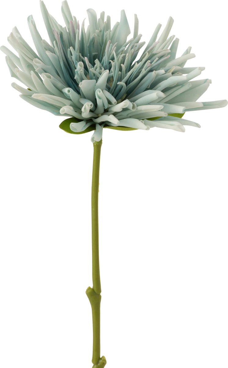 J-Line bloem Chrysant Mini - kunststof - wit/lichtblauw - 24 stuks