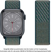 Donkergroen/blauw met oranje Nylon Horloge Band geschikt voor Apple Watch 1, 2, 3, 4, 5, 6, 7, SE & Nike+, 42mm, 44mm & 45mm "Mannenbreedte" Series Zacht Geweven Nylon 42 mm, 44 mm en 45 mm