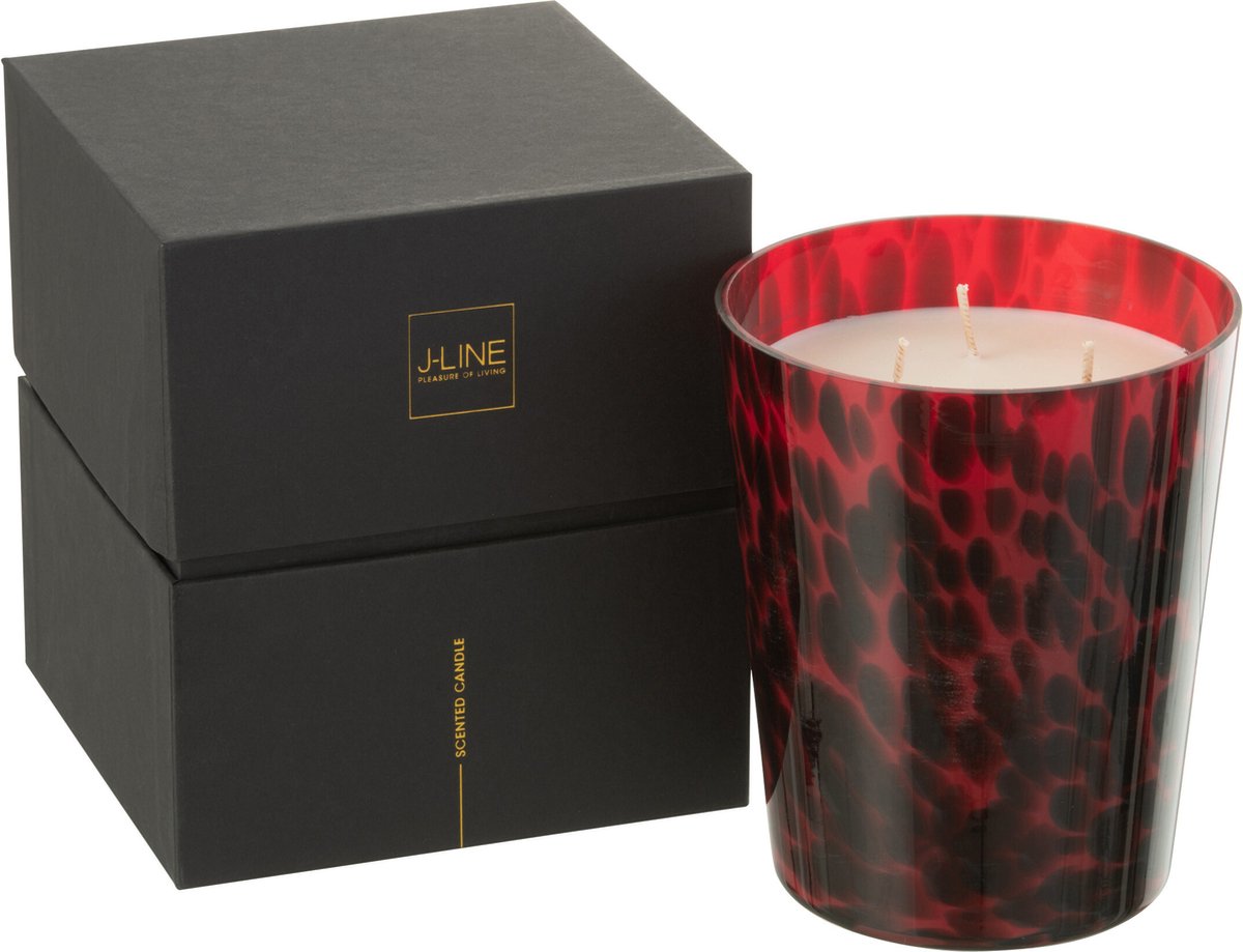 J-Line geurkaars Noa - Sandalwood - glas - rood - medium - 68U