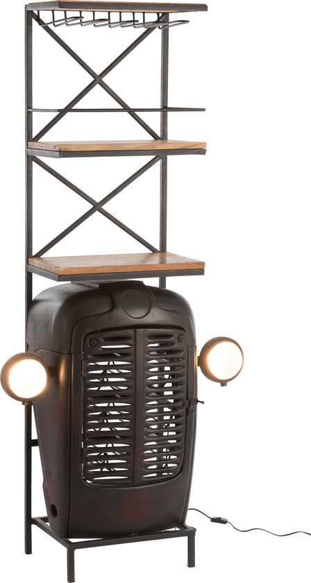 J-Line chariot porte-bouteilles - bois - noir/naturel